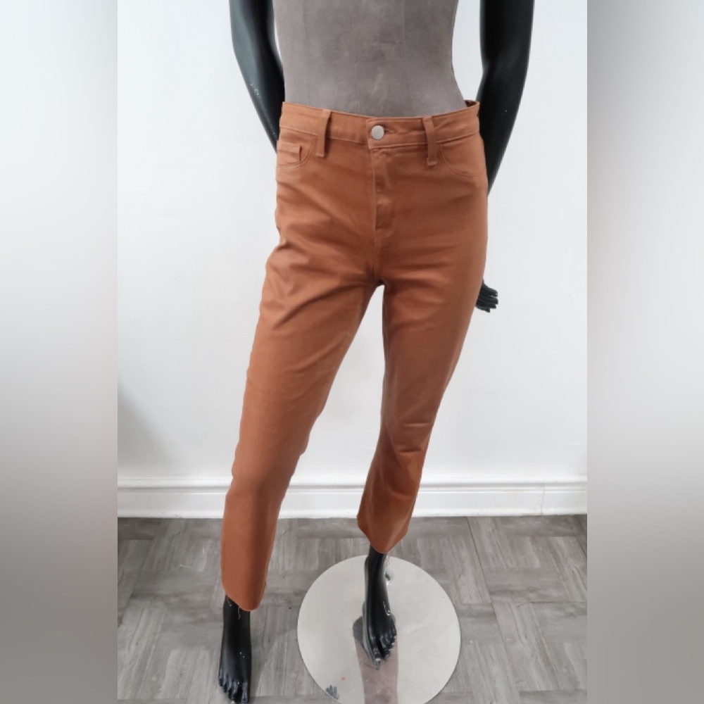 * L'Agence "Kendra" jeans in coated stretch denim